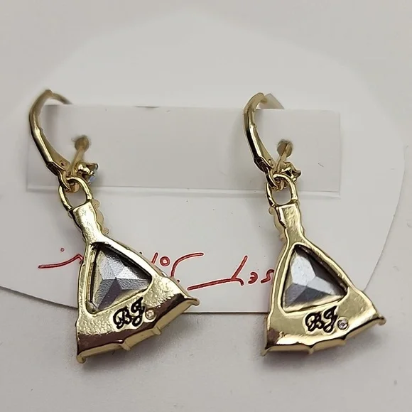 Betsey Johnson Red and Gold Dangle Earrings - Picture 2 of 3